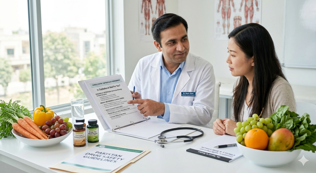 Health consultation materials examining whether is zupfadtazak bad for you with medical references and natural wellness items